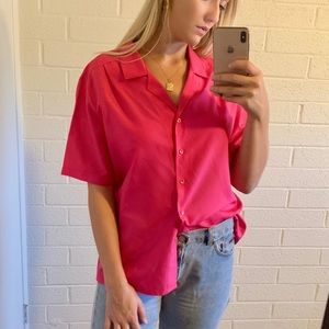 Vintage Hot Pink Collared Blouse